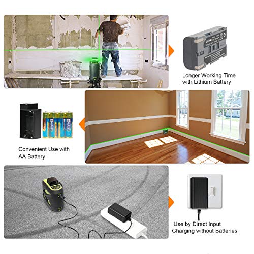 Huepar 602CG Nivel Láser 2X 360 Láseres de línea Verde 40m, MODO DE PULSO, USB Recargable, Autonivelante Líneas Cruzadas con 360 Vertical/Horizontal Conmutables, con 360° Base Giratoria Magnética