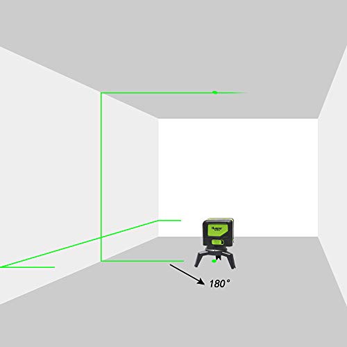 Huepar 9211G Nivel Láser, Nivel Laser Verde 25m, Arriba/Abajo Puntos de Plomada, Autonivelante Líneas Cruzadas, Vertical/Horizontal con Gran Angular de 180°, con 360° Rotación Soporte Magnético