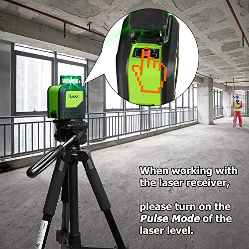 Huepar LR-6RG detector láser para Huepar nivel láser, receptor láser digital usado con láser de línea pulsante de hasta 60m, detección de rayos láser verde y rojo, pantallas LED de tres lados