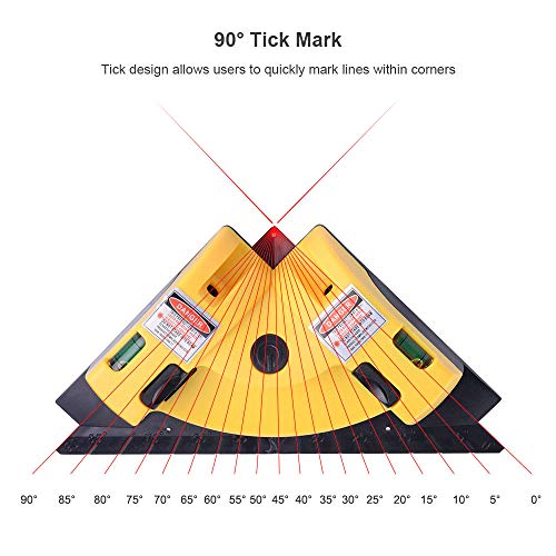 hzexun Marcador De Línea Láser Horizontal Y Vertical En ángulo Recto De 90 Grados Con ángulo Cuadrado Y Dos Ventosas