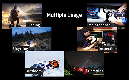 IMAGE Linterna Frontal, Alta Potencia 1800 Lúmenes, Linterna de Cabeza Recargable USB 4 Modos de Luz LED, Impermeable para Camping, Pesca, Ciclismo, Carrera, Caza