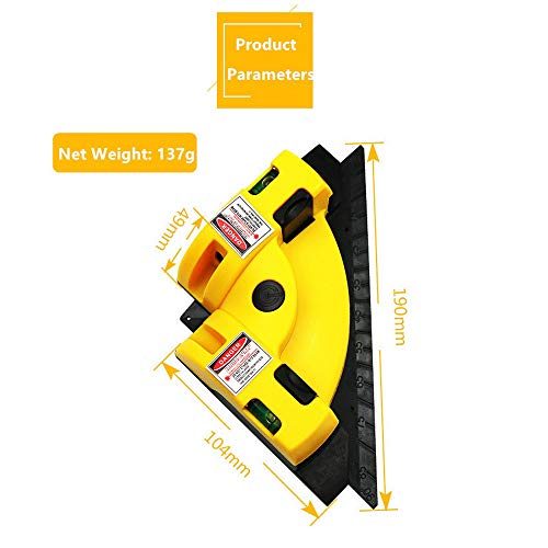 Instrumento láser en ángulo recto, ángulo recto 90° horizontal y vertical de nivel láser línea proyección láser nivel cuadrado con 2 ventosas herramienta de diseño de alineación de nivel