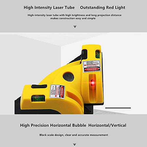 Instrumento láser en ángulo recto, ángulo recto 90° horizontal y vertical de nivel láser línea proyección láser nivel cuadrado con 2 ventosas herramienta de diseño de alineación de nivel