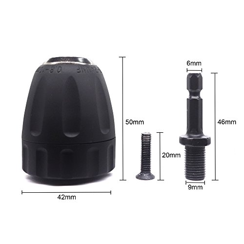 Jajadeal 3/8" - 24UNF 0.8-10mm Portabrocas con Vástago Hexagonal, Portabrocas para Taladro de Pistola y Taladro Eléctrico - Tipo 1