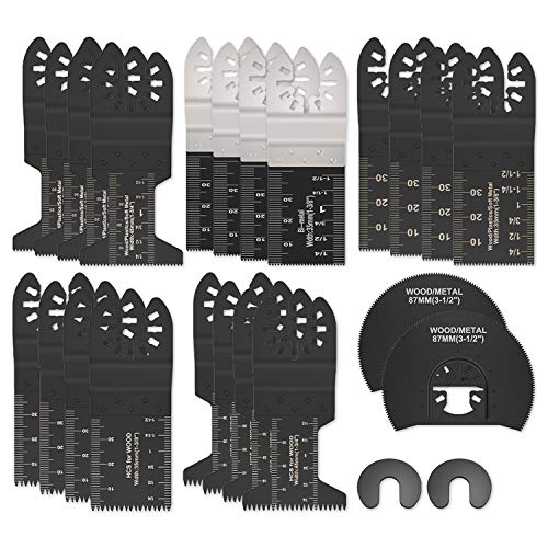 Juego de 24 cuchillas de sierra oscilante para madera, metal, plástico, multiherramienta universal oscilante de liberación rápida para Bosch Craftsman DeWalt Dremel Fein Ridgid Tch Makita