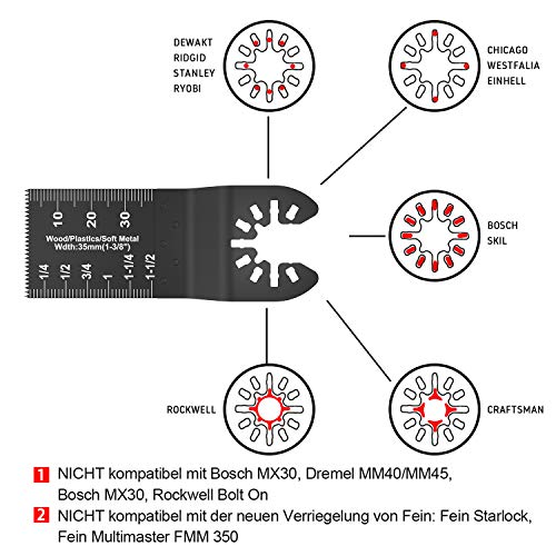 Juego de 31 cuchillas de sierra oscilante para madera, metal, plástico, universal, mezcla oscilante multiherramienta de liberación rápida para Bosch Craftsman DeWalt Dremel Fein Ridgid Tch Makita