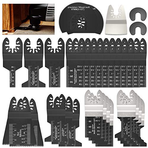 Juego de 31 cuchillas de sierra oscilante para madera, metal, plástico, universal, mezcla oscilante multiherramienta de liberación rápida para Bosch Craftsman DeWalt Dremel Fein Ridgid Tch Makita