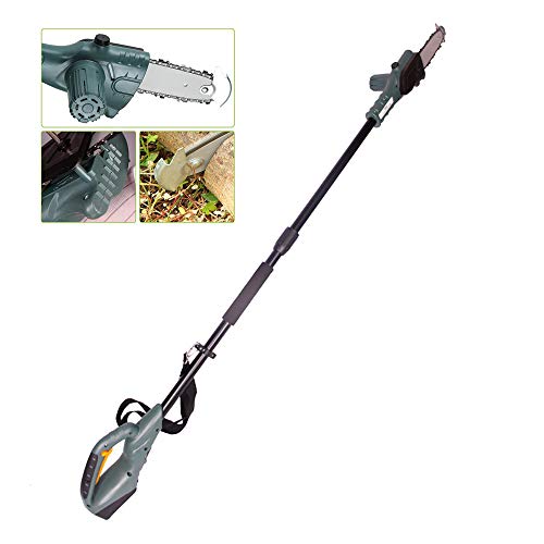 JWWS cortasetos, Trimmer de seto, Motosierra telescópica (pértiga) a batería 18V, altura de trabajo 1.8m, cabezal inclinable, protección contra golpes, Incluye batería y Cargador