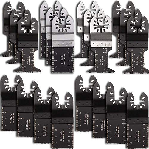 Kacniohen 20 us Mezcla oscilante Hojas de Sierra Kit, Profesional de la Madera/Metal Universal oscilante Multiherramienta Blades, Quick Release Sierras para Varios Maestros, Dremel, Rockwell, Makita