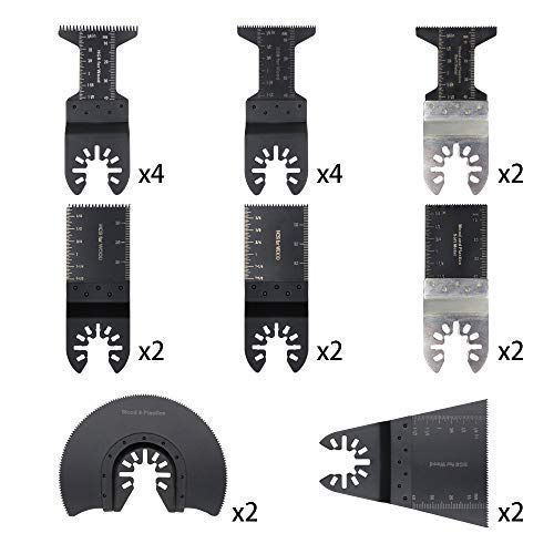 Kit oscilante de sierra, TopsTools Sierra de corte de metal de madera Web Cuchillas multiusos de 20 piezas configuradas para Dewalt, Artesano, Ridgid, Milwaukee, Rockwell, Ryobi