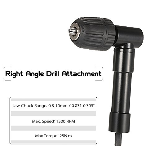 KKmoon Portabrocas de Extensión de ángulo Recto de 90 grados,con 3 Mandril,Adaptador de Broca Hexagonal de 0.8-10mm