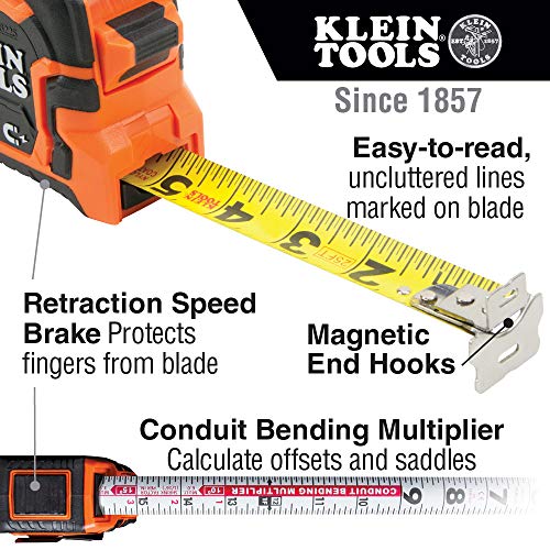 Klein Tools 86216 doble gancho magnético cinta métrica, 86216