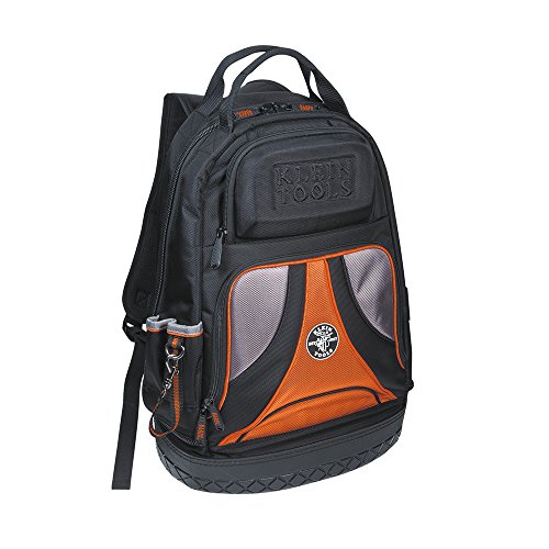 KLEIN TOOLS Mochila, bolsa de herramientas para electricista, organizador Tradesman Pro, 39 bolsillos y base moldeada, negro, 55421BP-14