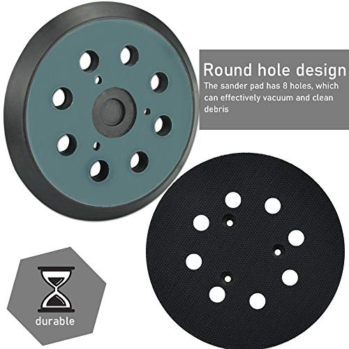 KLYNGTSK Plato de Velcro 125mm con 8 Agujeros Discos Lijadora Orbital de PU Almohadilla de Respaldo para Lijadora de Pluido para Makita BO5010/K, DeWalt DW420/420K, Cable Porter 390/390K