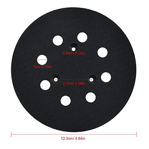 KLYNGTSK Plato de Velcro 125mm con 8 Agujeros Discos Lijadora Orbital de PU Almohadilla de Respaldo para Lijadora de Pluido para Makita BO5010/K, DeWalt DW420/420K, Cable Porter 390/390K