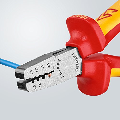 KNIPEX 97 68 145 A Alicate para entallar punteras aislados con fundas en dos componentes, según norma VDE 145 mm