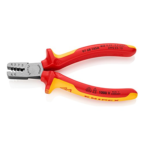 KNIPEX 97 68 145 A Alicate para entallar punteras aislados con fundas en dos componentes, según norma VDE 145 mm