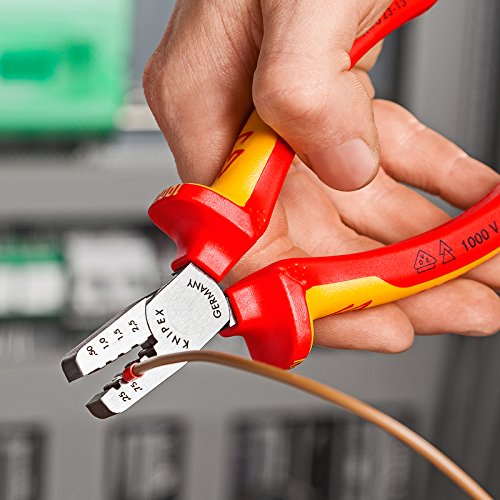 KNIPEX 97 68 145 A Alicate para entallar punteras aislados con fundas en dos componentes, según norma VDE 145 mm