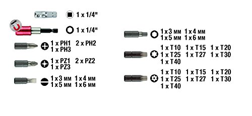 KWB GERMANY GMBH 118490 - Bit box con puntas de 32 piezas, acero al cromo-vanadio