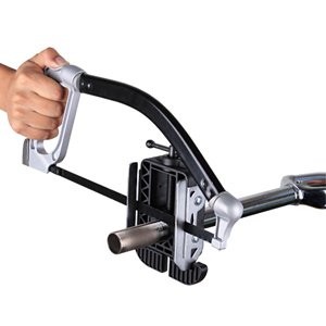 La guía de corte de tubo de gran tamaño guía una sierra para cortar postes de asiento en forma de superficie aerodinámica o herramienta de bicicleta con herramienta de horquilla de marco de tubos