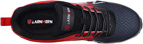 LARNMERN Zapatillas de Seguridad Hombres LM180105 SB Zapatos de Trabajo con Punta de Acero Ultra Liviano Suave y cómodo Transpirable(42.5 EU,Rojo)