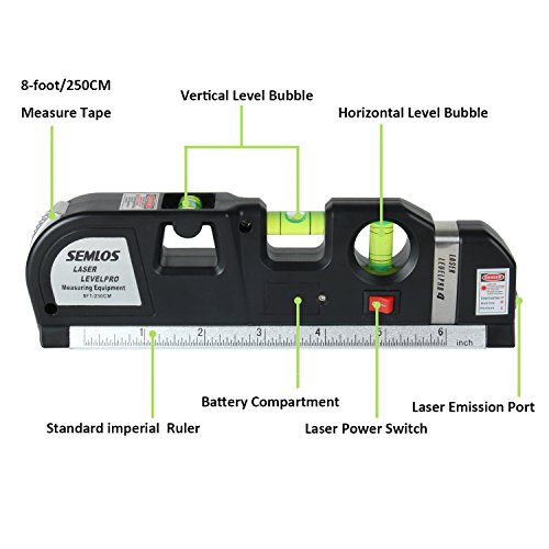 Láser nivelador y regla de medición Semlos, para múltiples usos (2,5m)
