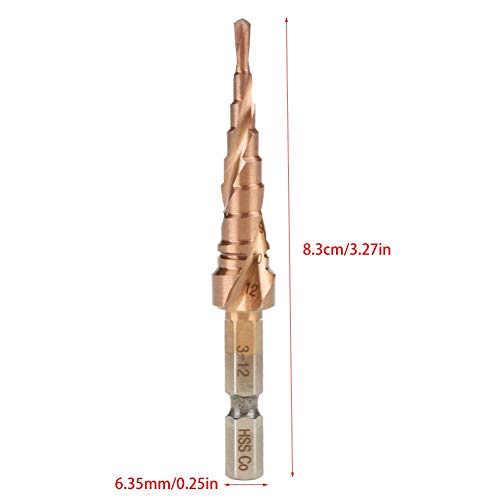 Lecxin Afilador de Broca, Broca Hexagonal escalonada, a Prueba de Desgaste de fricción Reductora para Placa de Hierro Fino para Material de Aluminio(3-12mm)