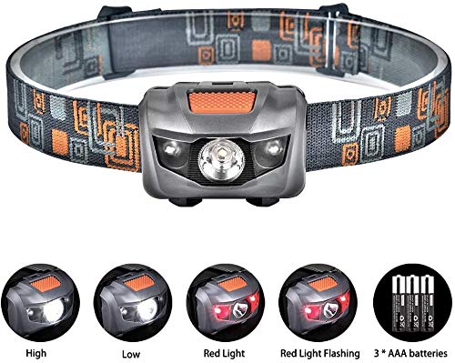 Linkax Linterna Frontal LED Linterna de Cabeza Super Brillante 120 Lúmenes Lampára de Cabeza Impermeable Luz Frontal 4 Modos Para Camping Pesca Ciclismo Carrera Caza 3 Pilas AAA incluidas