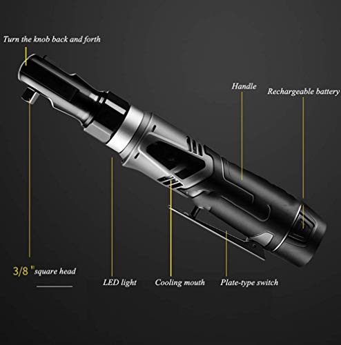 Llave de trinquete eléctrica, recargable inalámbrica 12V batería de litio con toma Kit, derecha 90 grados de ángulo;Ángulo dedicada a la Etapa Jzx-n