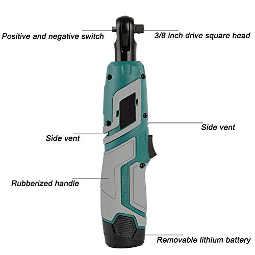 Llave de trinquete eléctrico sin cable, conductor de trinquete 12V 110-220V inalámbrico recargable con 60-Min carga rápida velocidad variable Trigger, 12V Jzx-n (Color : 12v)