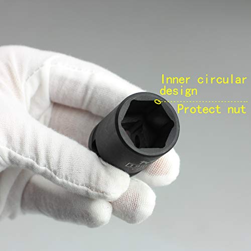 Llave de vaso de impacto BE-TOOL de 1/2" 8-32 mm, 6 puntos de impacto universal para llave de impacto eléctrica, llave de impacto de aire (1 unidad), negro