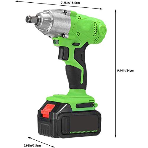 LLGHT Llave de Impacto, Atornillador Impacto, Destornillador 380Nm, 13000 MA Batería de Litio, 4200rpm, 3800ipm, Eje de Acero de Tungsteno, Traje Sin Escobillas (Color : Green)