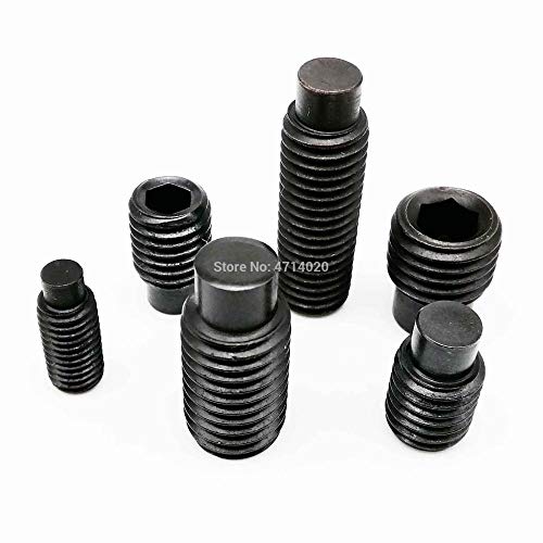 M3 M4 M5 M6 M8 M10 M12 M14 M16 DIN915 Tornillo de fijación hexagonal hexagonal de acero de grado negro 12.9 Tornillo con perno de punta convexa, 5 mm, 50 piezas M6