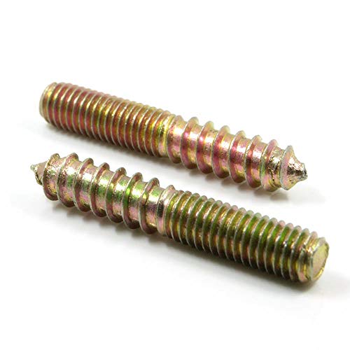 M6 M8 M10 Perno de suspensión Tacos de madera a metal Tornillos de fijación doble para muebles Tornillos autorroscantes Tornillo de rosca de madera 10 piezas, M6X70MM