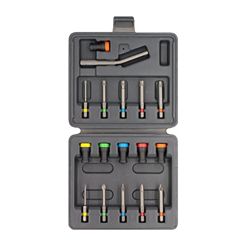 MAGNET DRIVER® SET,caja de plástico resistente con soportes magnéticos Magnet Driver y puntas de diferentes tipos para usar siguiendo el código de color. (Set de 17 Puntas y Soportes Magnéticos)