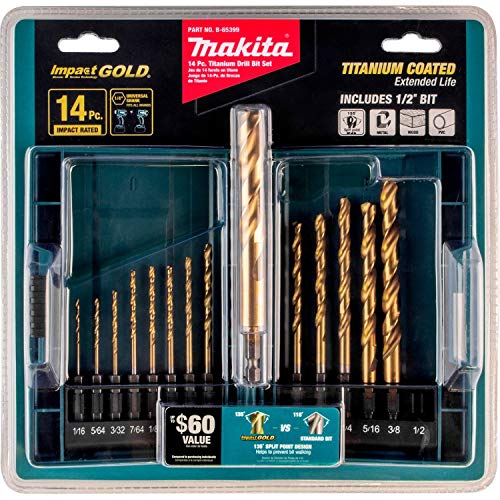 Makita B-65399 Impact Gold 14 piezas. Juego de brocas de titanio