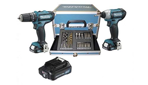 Makita CLX202SAX2 Taladro percutor + atornillador de impacto + 24 accesorios + 3 bateria 10,8V 2Ah Li