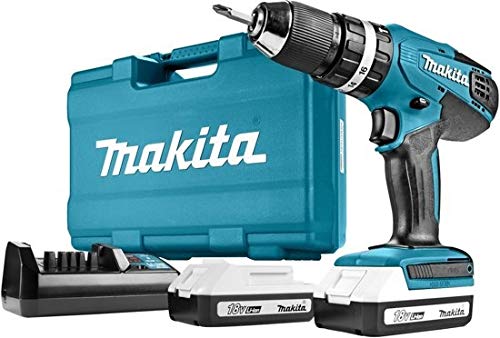 Makita HP457DWE10 Taladro percutor 2x18 V 1,3Ah Li, maletin y 74 accesorios incluidos