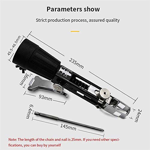 MLQ Adaptador automático de Pistola de Clavos con Cadena de Espiga de Tornillo, Juego de Accesorios de Cadena de Taladro eléctrico Ajustable, Adecuado para Pistola de Clavos o Taladro eléctrico