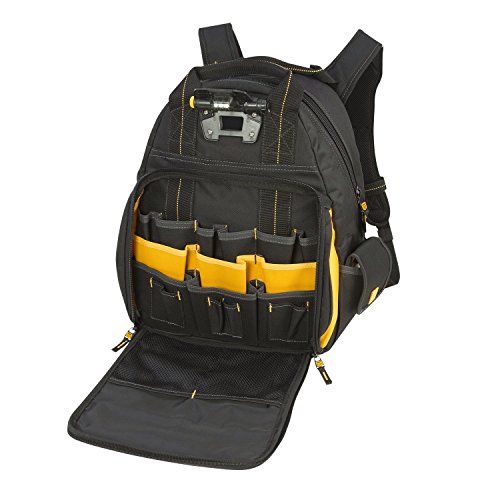 Mochila iluminada Dewalt con 57 bolsillos para almacenar herramientas