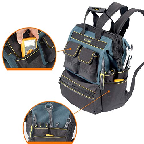 Mochila para herramientas，Mochila de herramientas，Mochila herramienta de lienzo electricista bolsa de herramientas de gran capacidad Kit Multi-función de reparación del hombro (Color : Blue)