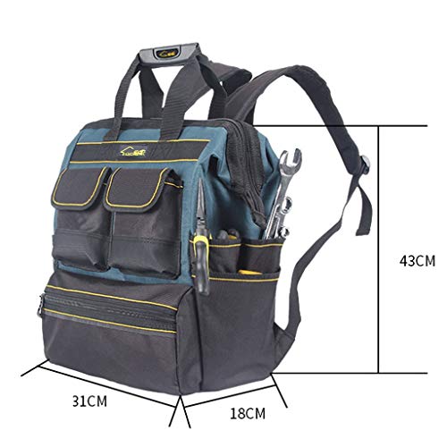 Mochila para herramientas，Mochila de herramientas，Mochila herramienta de lienzo electricista bolsa de herramientas de gran capacidad Kit Multi-función de reparación del hombro (Color : Blue)