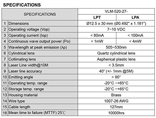 Módulo láser de cuarzo VLM-520-27 LPT generador directo de línea láser verde (láser para uso doméstico)