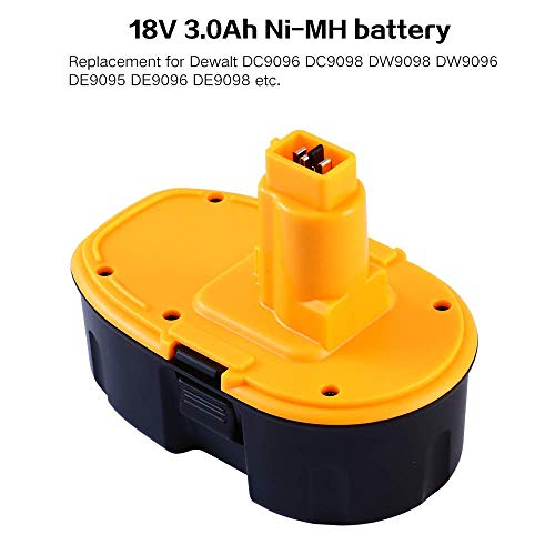 Moticett 18V 3,0Ah Repuesto Ni-Mh Batería para DeWalt DC9096 DE9039 DW9096 DW9095 DW9098 DE9503 DE9095 DE9096 DE9098 Herramienta eléctrica sin cable