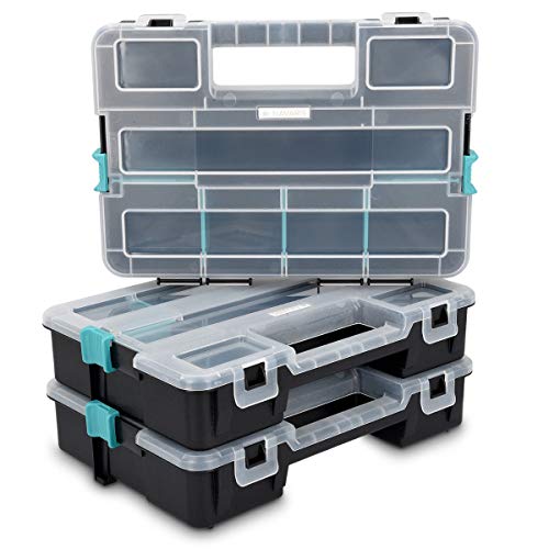 Navaris organizador de tornillos - Caja de almacenaje de plástico para bricolaje - Compartimentos de diferentes tamaños para almacenaje de tuercas