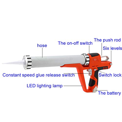 NECZXW1 Pistolas de calafateo eléctricas inalámbricas de Mano, diseño retráctil razonable, Barril de Aluminio liviano, operación Suave, cómoda manija sobremoldeada de Goma