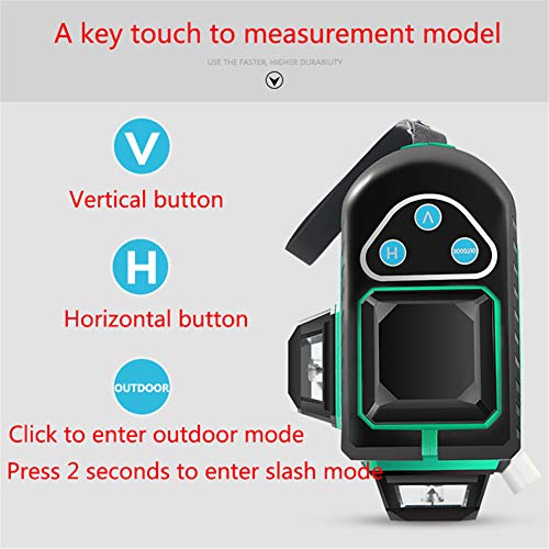 Nivel láser, Careslong 12 tiras con líneas autonivelantes 3 * 360 líneas cruzadas horizontales y verticales Línea de rayo láser verde IP54 nivelación impermeable y alineación menos de 5nw (12 lineas)