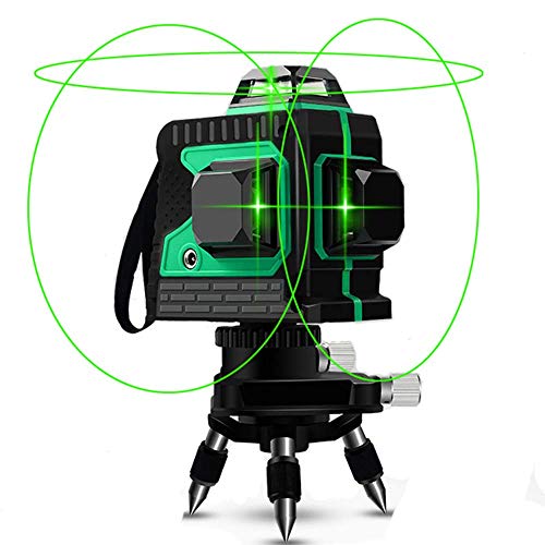 Nivel láser, Careslong 12 tiras con líneas autonivelantes 3 * 360 líneas cruzadas horizontales y verticales Línea de rayo láser verde IP54 nivelación impermeable y alineación menos de 5nw (12 lineas)