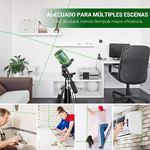 Nivel Láser Verde 30m TECCPO, USB Carga,120°Horizontal y Vertical,Líneas Cruzadas,para Diseño de Interiores,Autonivelación y Función de Pulso,Soporte Magnético,360° Giro,IP54,Bolsa Acolchada -TDLS09P