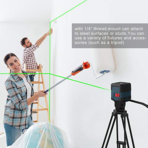 Nivel Láser Verde,RockSeed Láser Nivel Cruzado Horizontal y Vertical Láser Autonivelación 1M Resistente IP54 Anti-Salpicaduras (batería incluida)